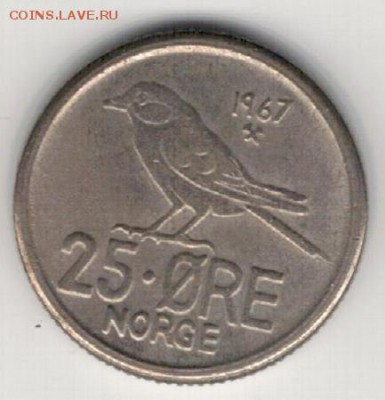 НОРВЕГИЯ 25 ЭРЕ 1967 СОЛОВЕЙ ДО 17.12.15 В 22.00МСК (Б396) - 4-25э67а