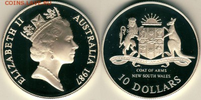 Австралия, 10 дол. 1987, пруф, с 200! - до 22-00мск 15.12 - au-10d-1987