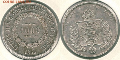 Бразилия, 1000 р 1853, с 200! - до 22-00мск 15.12 - bra-1000r-1853