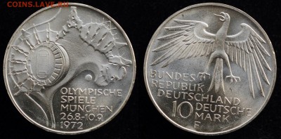 ФРГ 10 марок 1972 "Олимпиада Мюнхен" UNC  -17-12-15 в 22-00- - 10марок_1972_1