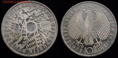 ФРГ 10 марок 1989 "40 лет ФРГ" UNC  -17-12-15 в 22-00- - 10марок_1989_3