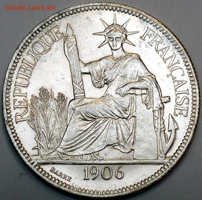 Французский Индокитай_отличный пиастр 1906; до 16.12_22.06мс - 10685