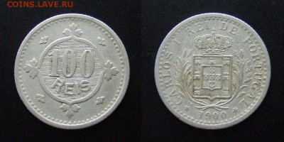 МОНЕТЫ МИРА №5 - Португалия – 100 рейс (1900) №1