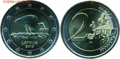 НОВИНКИ 2015 ПМР обезьяна, Египет, КЗ Муфлон Бата, Хабаровск - Латвия 2 евро 2015 черный аист