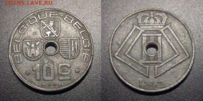 МОНЕТЫ МИРА №5 - Бельгия – 10 сантимов (1942) цинк