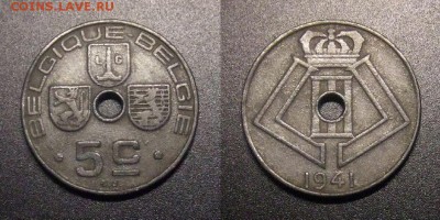 МОНЕТЫ МИРА №5 - Бельгия – 5 сантимов (1941) цинк