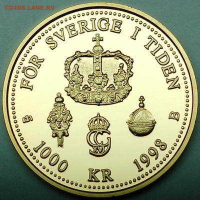 Швеция_1000 крон 1998. Отличное золото; до 21.12_22.10мск - 10818