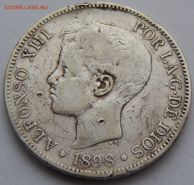 Испания 5 песет 1898 Альфонс XIII, до 28.12.15 в 22:00 МСК - 4406