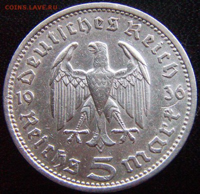 Германия. 3-й Рейх_5 рейхсмарок 1936(А); до 24.12_22.52мск - 10535