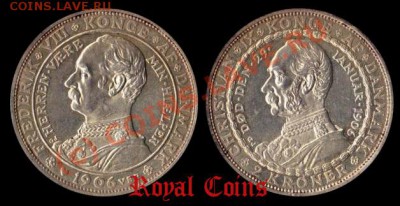 Датские серебряные монеты. - 2 crown 1906