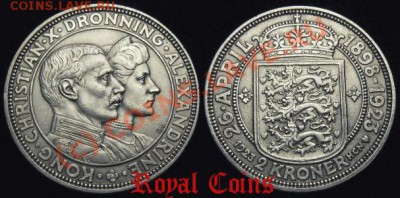 Датские серебряные монеты. - 2 crown kristian 10 23