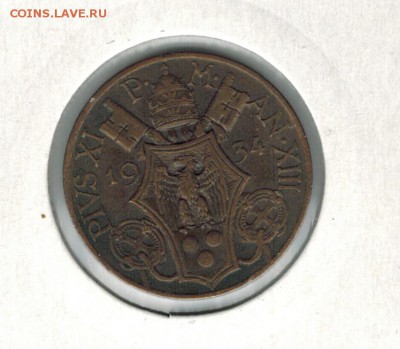 Ватикан 10 сантим 1934 до 28.12.15   22-00 - 1 27