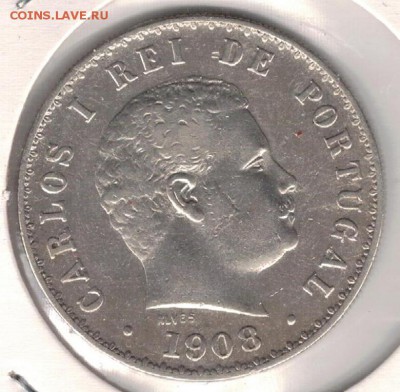 Ag ПОРТУГАЛИЯ 500 РЕЙС 1908 ДО 31.12-22Ч (Б401) - 5-п500р