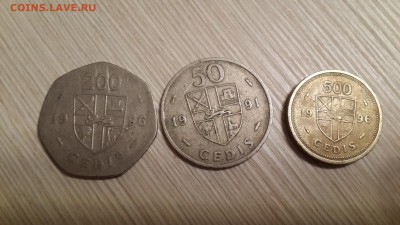 Монеты Ганы. 200 , 50 и 500 сидис. - 1451052772935560845145