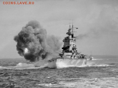 Монеты с Корабликами - HMS_Nelson_during_gunnery_trials