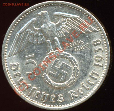 5 марок 1938 года-Е-Орёл над венком-до 30.09.10-21.00-мск - 20-5