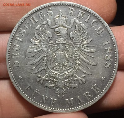 Бавария 5 марок 1888 года Отто , старый орёл - 5