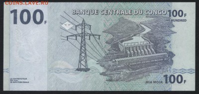 Конго 100 франков 2007г.UNС до 22-00 мск 30.12.15 г. - Конго 100 фр 2007 реверс