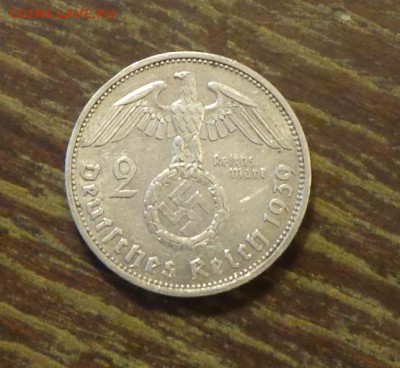 ГЕРМАНИЯ - 2 рейхсмарки 1939 ГИНДЕНБУРГ до 8.01, 22.00 - Германия 2 рейхсмарки 1939