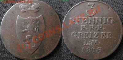 Рейсс-Оберграйц. - 3 пфеннига 1813