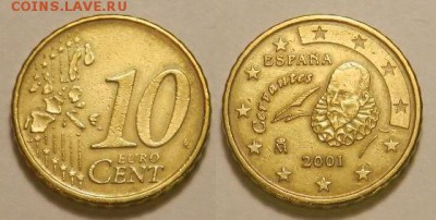 10 евро центов испания 2001г. до 10.1.2016 22:00 - 2.JPG