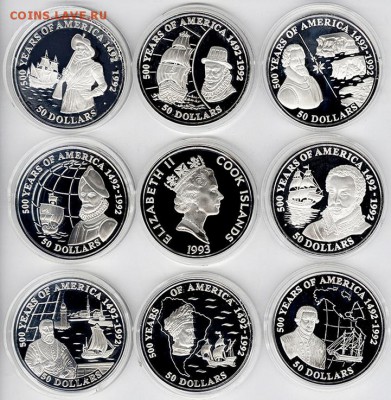 Набор монет 500 лет Америке, о-ва Кука, 52 шт по 1oz - lot-219464-2