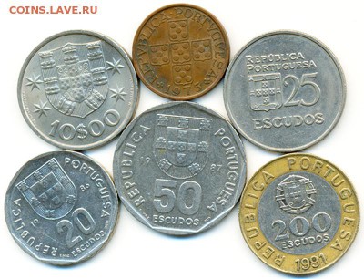 Португалия_6 разных монет 1974-75-80-86-87-91; 08.01_22.22мс - 10428