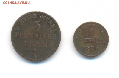 Пруссия 3 пфеннинга 1852, Бавария 1 пфеннинг 1870. до 10.01 - 6