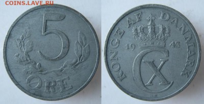 Дания 5 эре 1943 (Zn): до 13-01-16 в 22:00 - Дания 5 эре 1943    031
