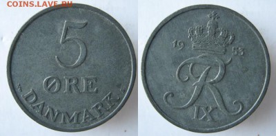 Дания 5 эре 1953 (Zn): до 13-01-16 в 22:00 - Дания 5 эре 1953    176
