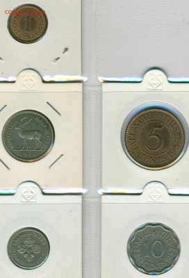 Брит. Маврикий 1950-1978 5 монет до 12.01 22-00 - Маврикий Цент 1 1964