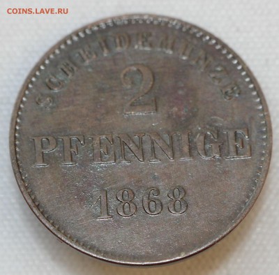 С 1 руб. САКСЕН-МАЙНИНГЕН 2 пфеннига 1868г.до 14.01 в 22 - IMG_9424.JPG