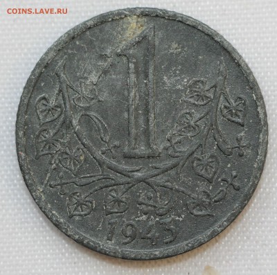 С руб.ЧЕХИЯ,МОРАВИЯ,БОГЕМИЯ 1 крона1943г.ОККУПАЦИЯ до 14.01 - IMG_9375.JPG