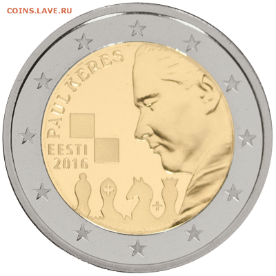 Эстония 2 евро 2016 Пауль Керес - eur2_keres_rev