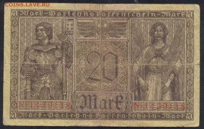 Германия 20 марок 1918 г. 11.01.16 г. 22 -00 МСК. - 20 м. 1918 1