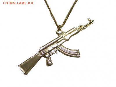 Изображение автомата Калашникова на бонах, монетах, жетонах - AK-47 Rifle Necklace $20