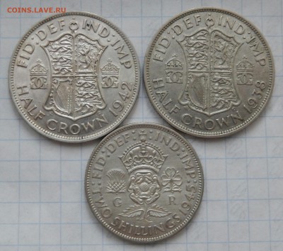 Британия Two shillings 1945 и Half crown 1938, 1942 XF÷Au - DSCN2059