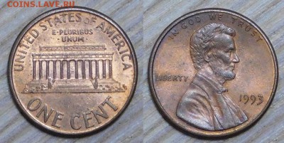 США, 1 цент, 10 шт. по 1 р., до 12.01.2016 22-00 - 1993.JPG