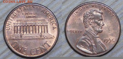 США, 1 цент, 10 шт. по 1 р., до 12.01.2016 22-00 - 1996.JPG