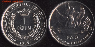 Иностранные юбилейные монеты по ФИКСированной цене - Андорра 1 сантим 1999 -70