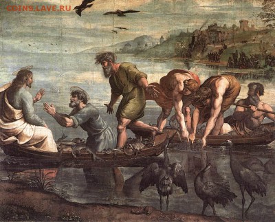 Так видел эту сцену Рафаэль, - V&A_-_Raphael,_The_Miraculous_Draught_of_Fishes_(1515)