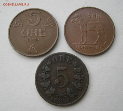 НОРВЕГИЯ 3 по 5 эре 1899, 1939, 1973 гг. 18.01.2016. - 025.JPG