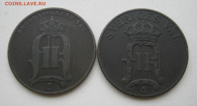 ШВЕЦИЯ 2 по 5 эре 1881, 1907 гг. 18.01.2016. - 002.JPG