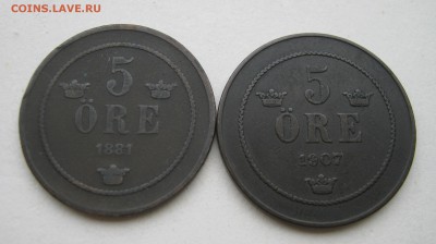ШВЕЦИЯ 2 по 5 эре 1881, 1907 гг. 18.01.2016. - 001.JPG