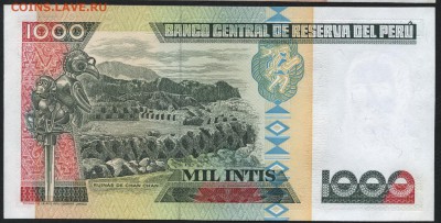 Перу 1000 интис 1988г.  UNC. до 22-00 мск 16.01.16 г. - Перу 1000  1988 реверс