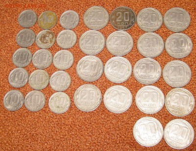 10 и 20 копеек 1957 33 штуки до 17.01.2016 21:00 - р