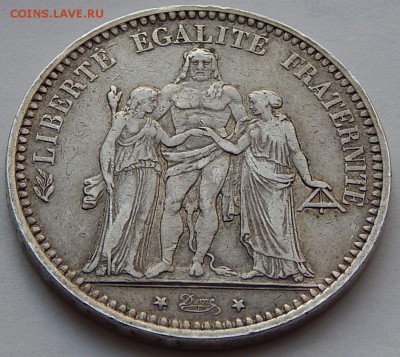 Франция 5 франков 1873 Геркулес, до 21.01.16 в 22:00 МСК - 3862