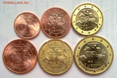 Литва 1,2,5,10,20,50 евро-центов 2015 UNC до 20.01 22.00 - 2310201510467