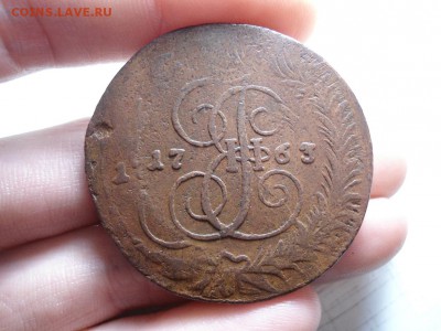 5 копеек 1763 СПМ 3-й удар + перечекан - DSC01550.JPG