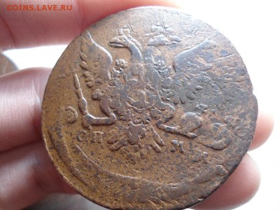 5 копеек 1763 СПМ 3-й удар + перечекан - DSC01553.JPG